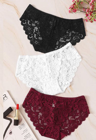 3 pack Lace Flowers hipster Panties