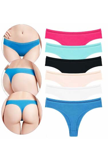 6 PACK PURE COTTON THONG PANTIES