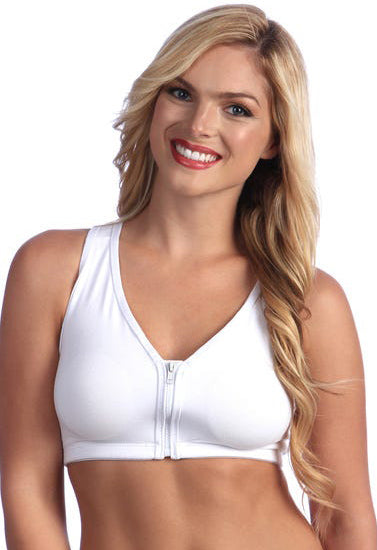 Ladies White Zip Front Sports JOGBRA