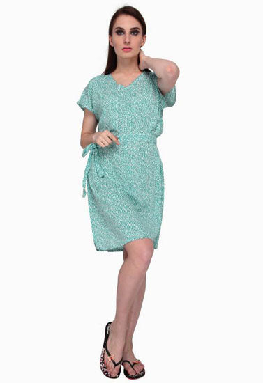 Light Green Half Sleeves One Piece Beach Dress