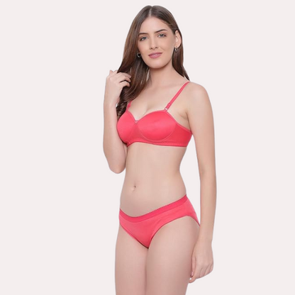 Non-Wired Cotton Push-Up Bra Panty for Women